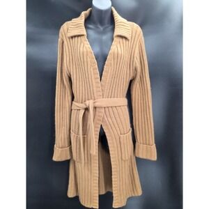 Cavalini Long Knit Cardigan Acrylic Brown Button Front Medium Fall/ Winter/Summe